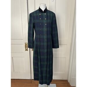 Vintage 90s Jessica Howard Plaid Tartan Midi Dress Womens Size 6 Green Blue